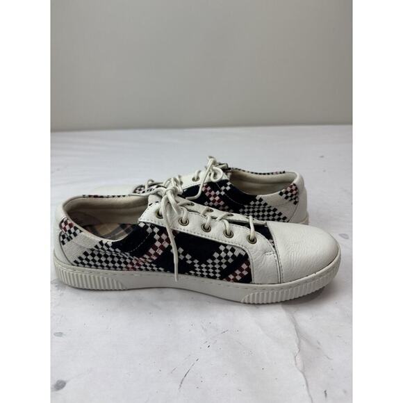 Born Tamara Sneakers Women's Size 10 Blue Red Plaid Checkered Preppy Comfort - Picture 4 of 12